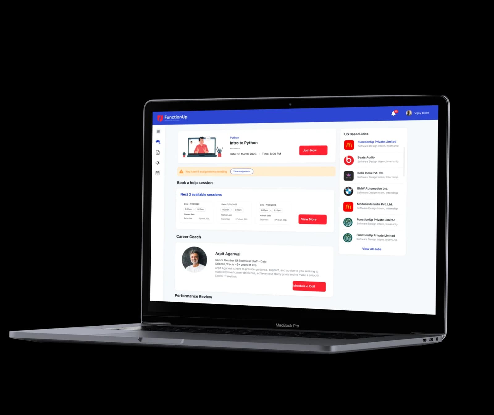 The FunctionUp School of Technology website