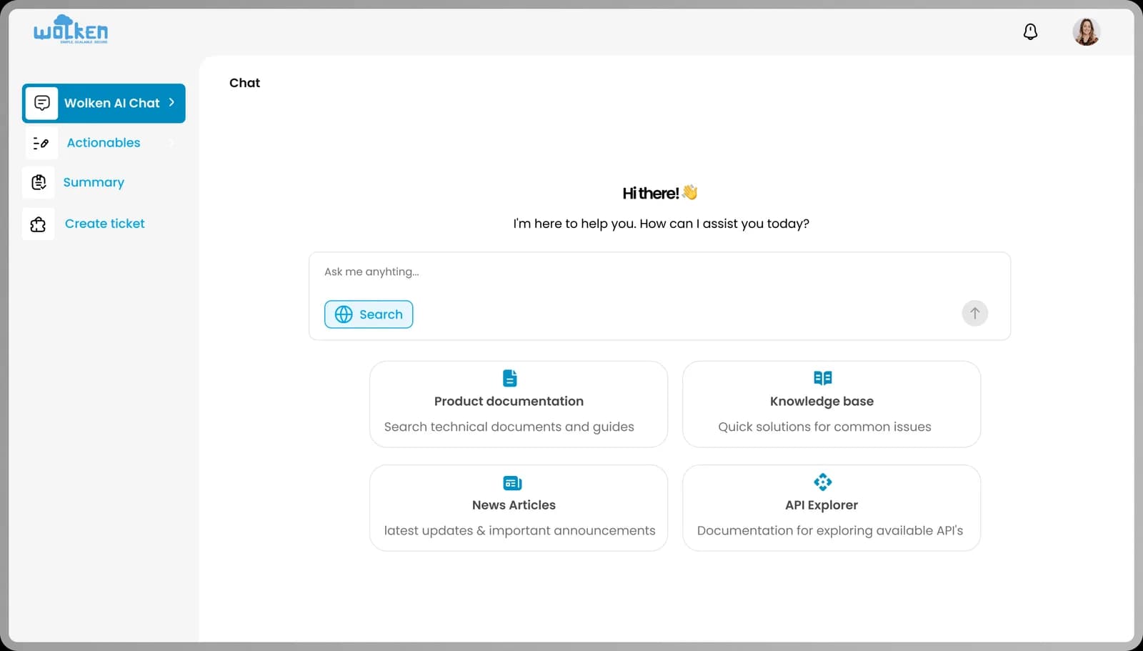 Wolken End User AI chat interface