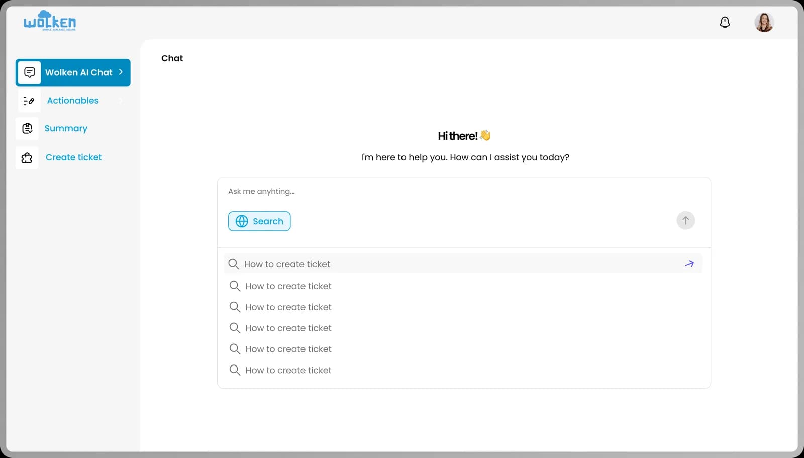 Wolken End User AI chat interface