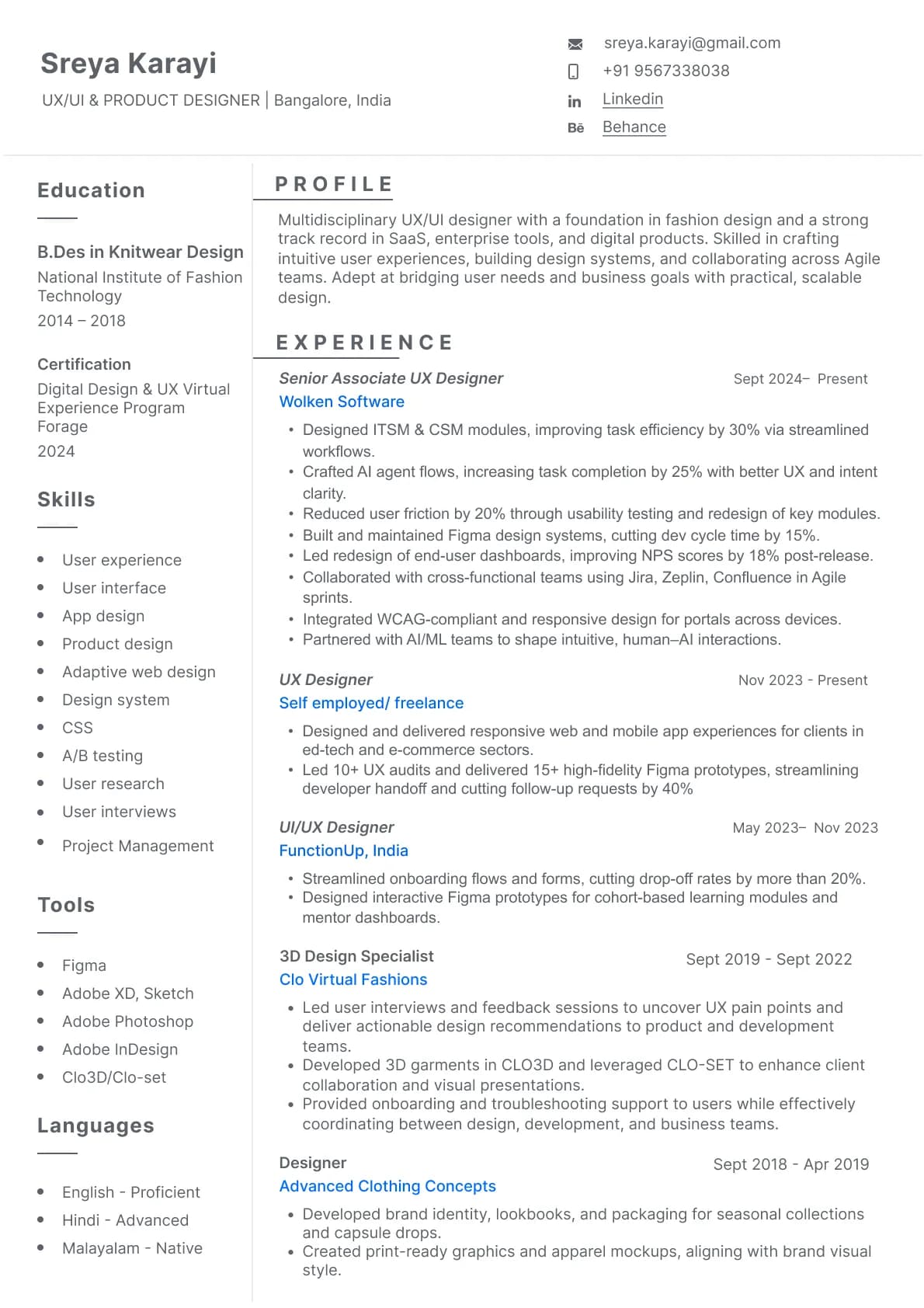 Sreya Karayi resume